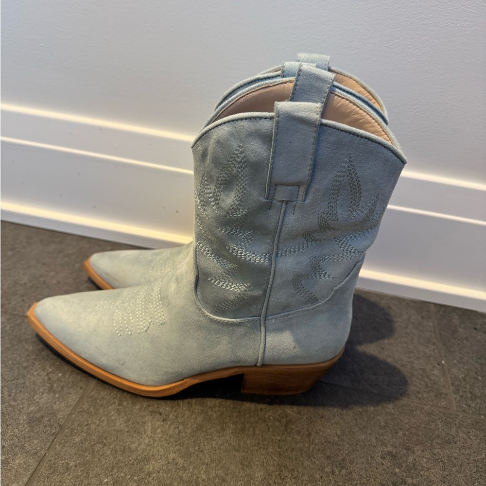 Blue Suede Western Boots